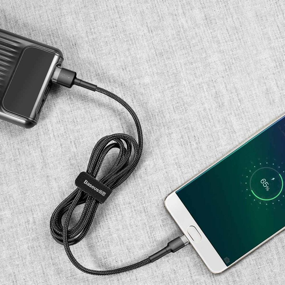 Cablu Baseus Cafule, USB-A la Micro USB, 2.4A, 1m, Negru/Gri [5]