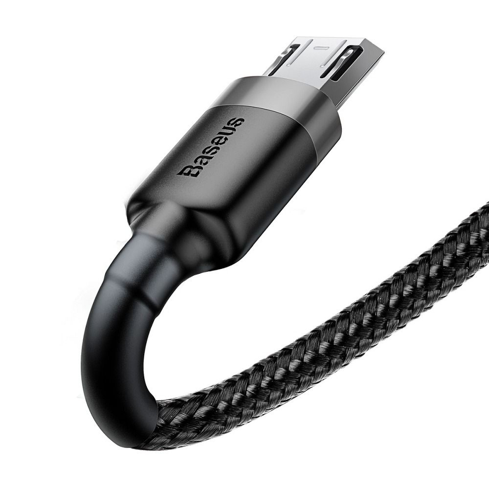 Cablu Baseus Cafule, USB-A la Micro USB, 2.4A, 1m, Negru/Gri [2]