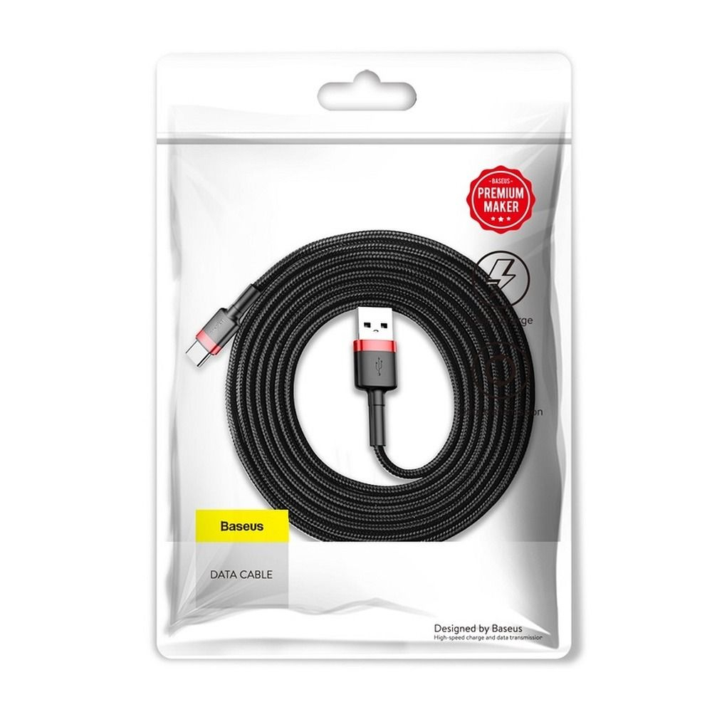 Cablu Baseus USB-A la Type-C, 1.5A, Cafule Series, 2m, Roșu-Negru [5]