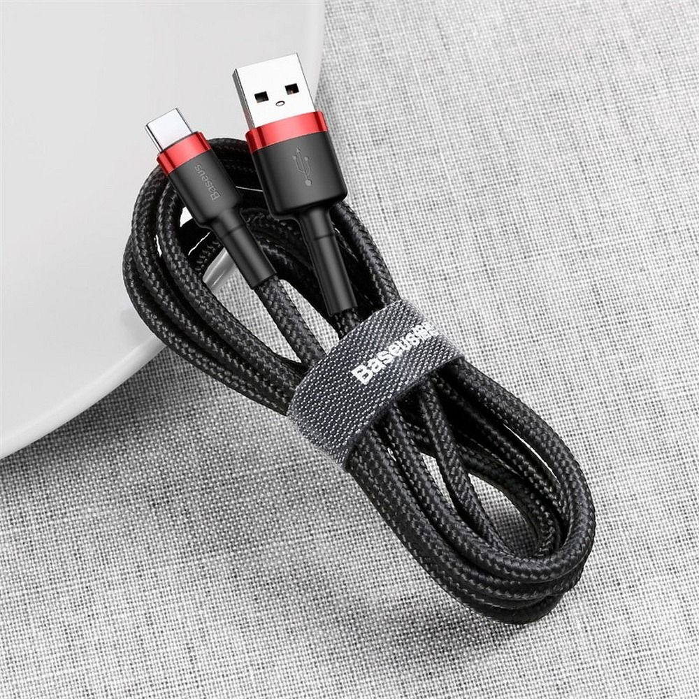 Cablu Baseus USB-A la Type-C, 1.5A, Cafule Series, 2m, Roșu-Negru [4]