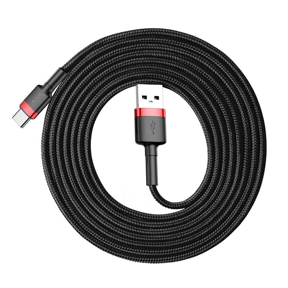 Cablu Baseus USB-A la Type-C, 1.5A, Cafule Series, 2m, Roșu-Negru [3]