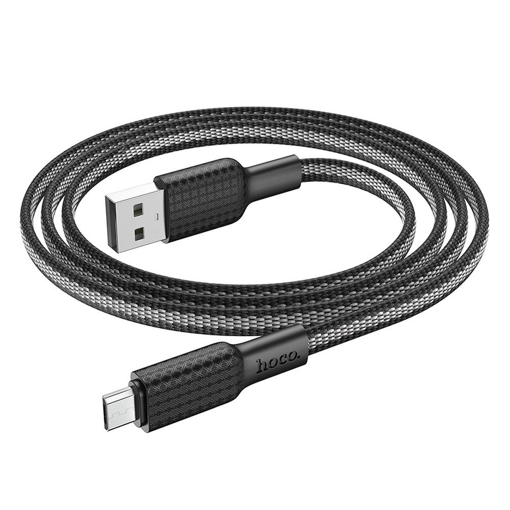 Cablu Hoco USB-A la Micro USB 2.4A X69, 1 m, Negru/Alb [3]