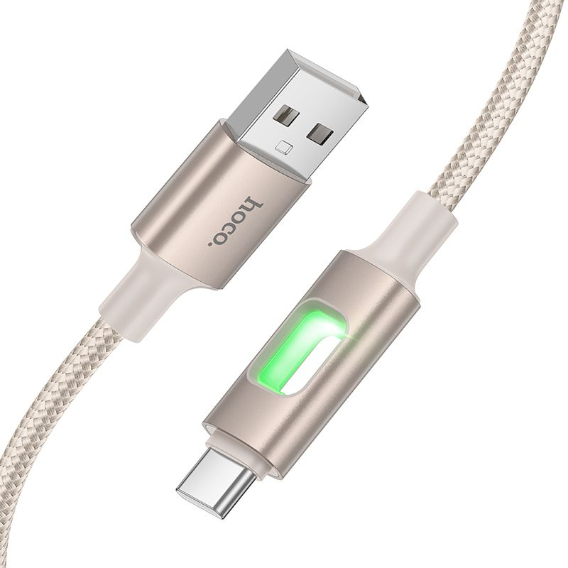 Cablu USB-A la USB-C HOCO U144 3A 1.2m LED – încărcare rapidă, alb [2]