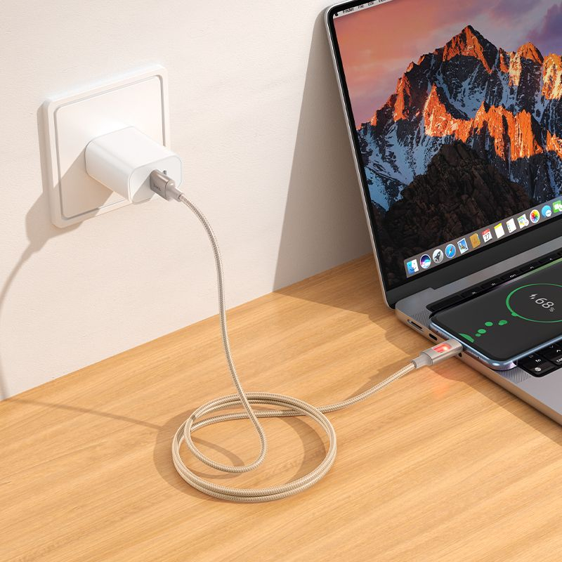 Cablu USB-A la USB-C HOCO U144 3A 1.2m LED – încărcare rapidă, alb [3]