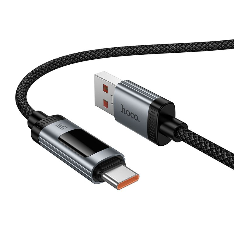 Cablu USB-A la USB-C HOCO U148 PD 100W cu Afisaj Digital, 1.2m, Negru [5]
