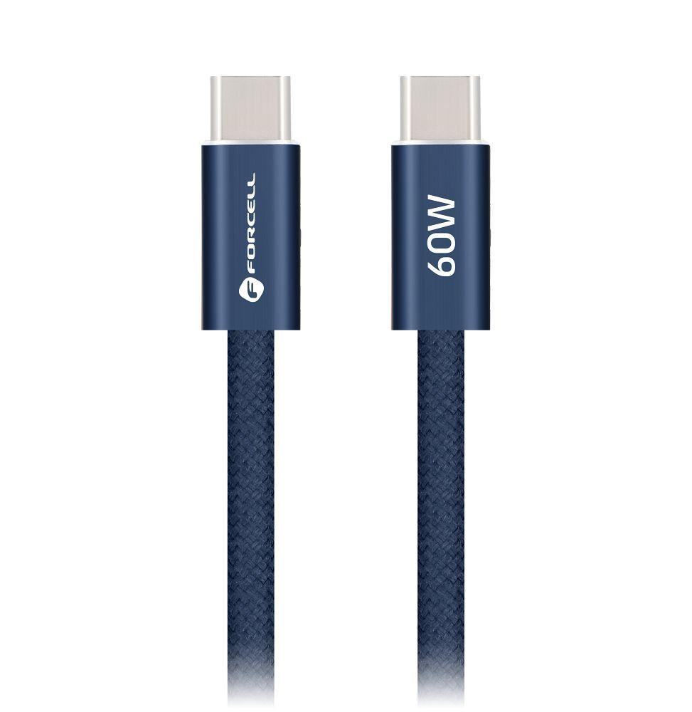 Cablu USB-C la USB-C Forcell F-Energy ACYH23 QC4.0 PD 60W Cafule Color, 1.2m, Albastru Inchis [2]