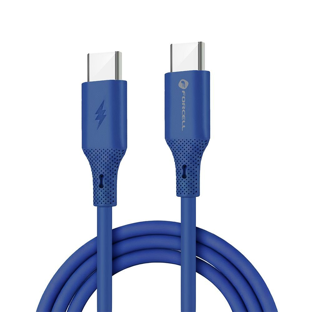 Cablu USB-C la USB-C Forcell F-Energy C344 QC4.0 PD 60W, Silicon, 1m, Albastru Inchis [2]