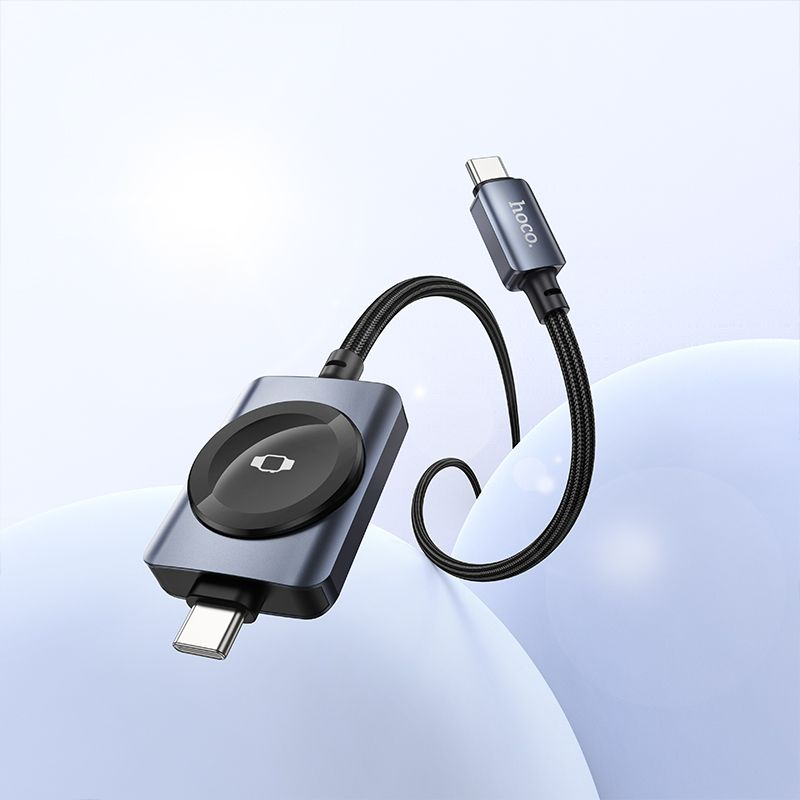 Cablu USB-C la USB-C HOCO CW66 PD 100W cu Incarcare Magnetica pentru Apple Watch, 1.2m, Negru [5]