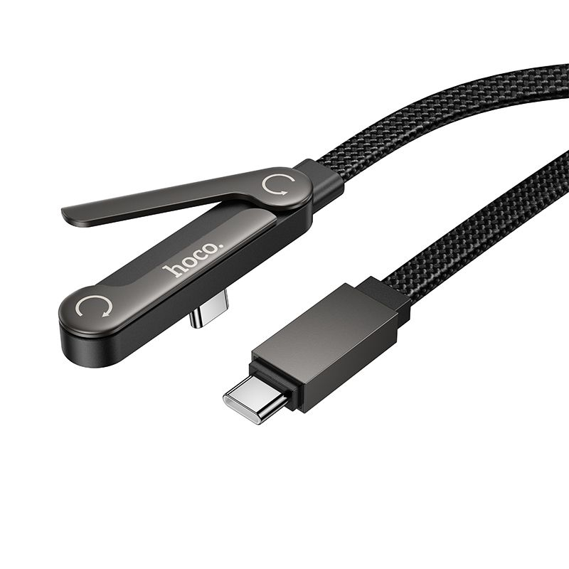 Cablu USB-C la USB-C HOCO U150 Exquisite PD 60W cu Suport Telefon, 1.2m, Negru [2]