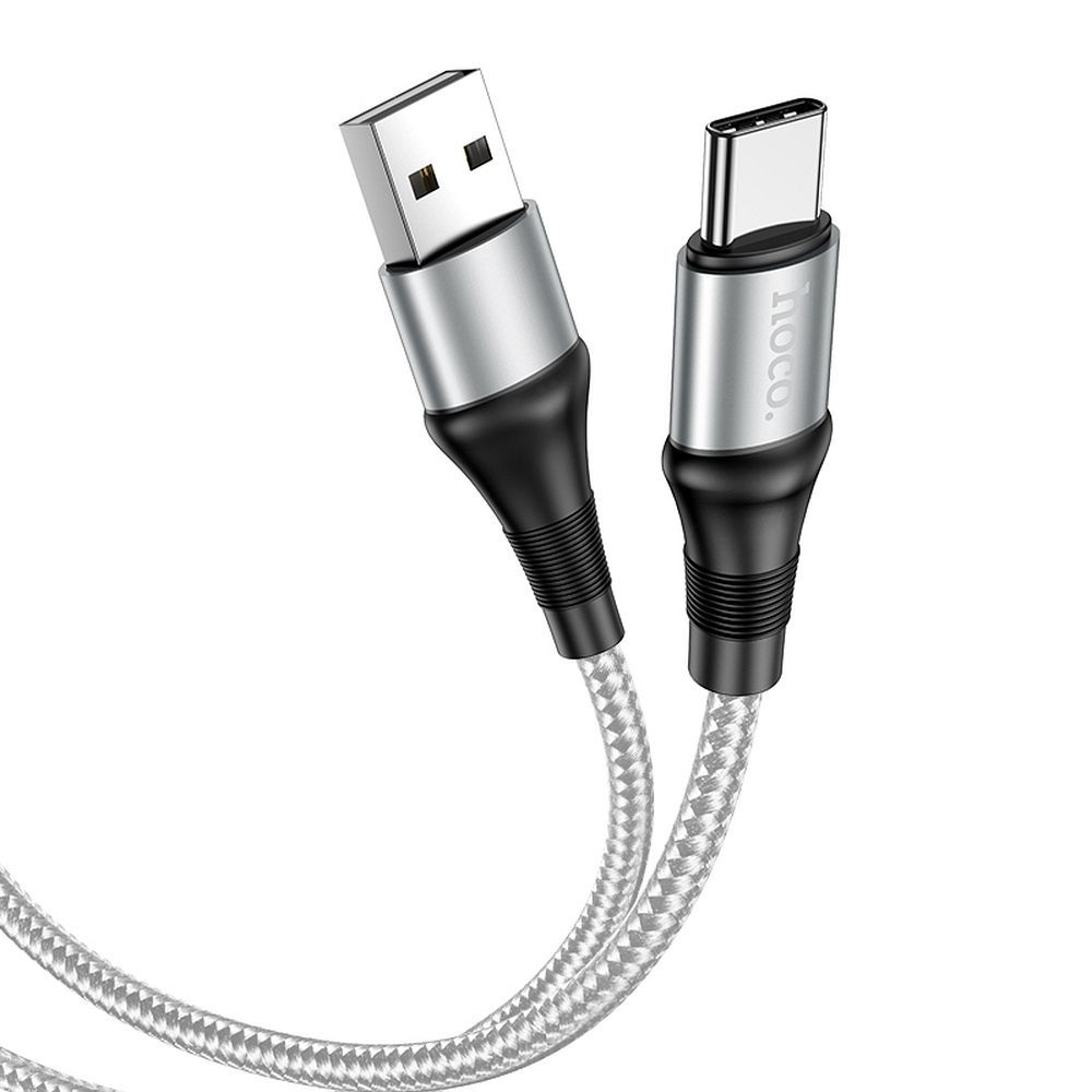 Cablu USB Hoco X50, USB-A la Type-C, 3A, 1m, Gri [2]