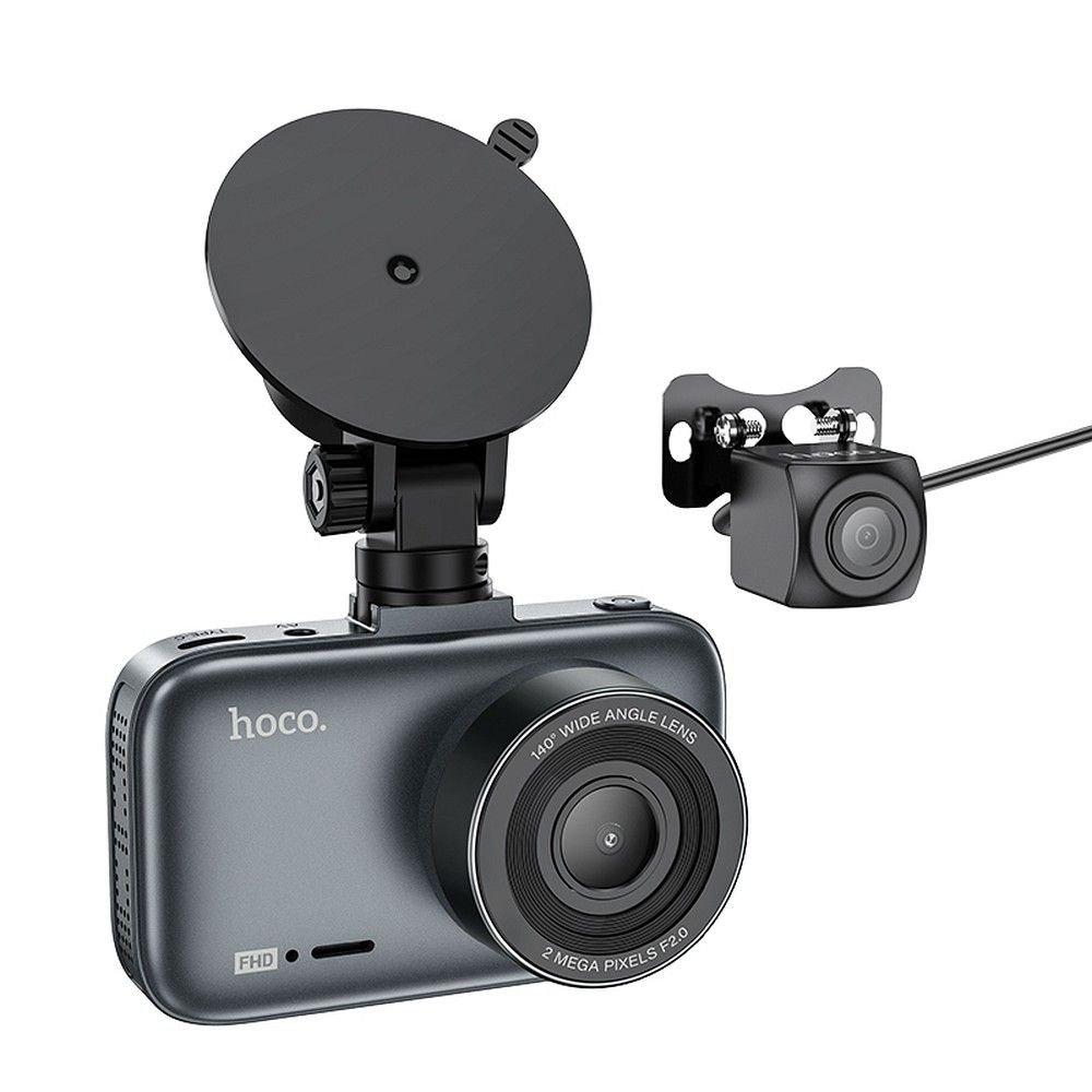 Cameră Auto Hoco cu Ecran 3" și Cameră Spate, 1080P 30fps, DV6, Gri Metalizat [5]