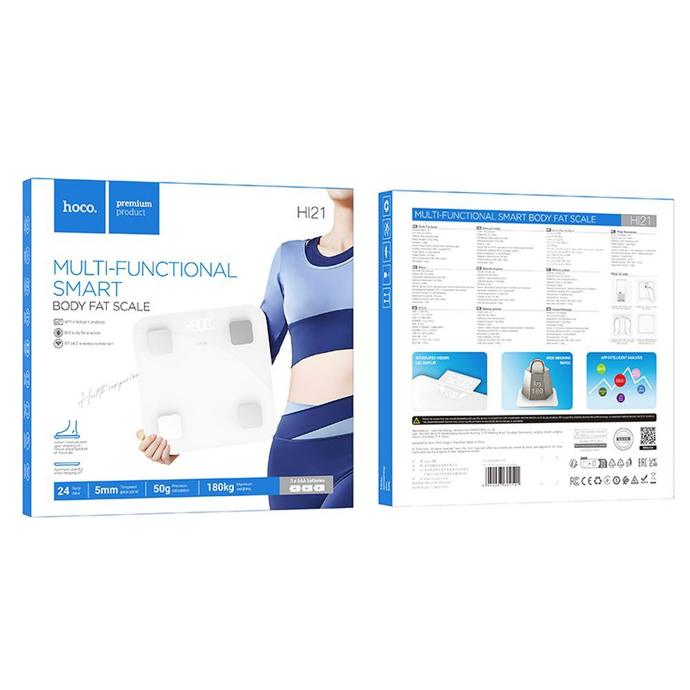 Cantar Smart HOCO HI21 Analiza Corporala Bluetooth 180kg Alb [6]