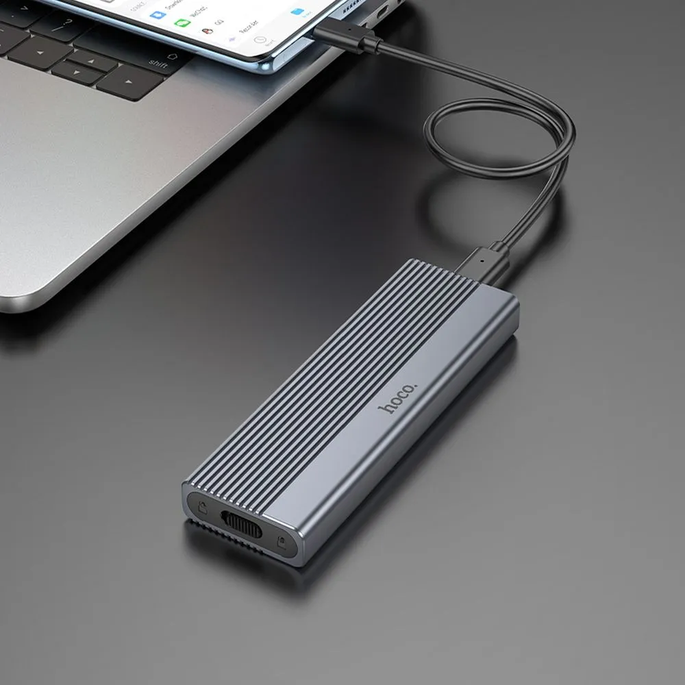 Carcasă HOCO pentru unități SSD M.2 NVME Tasta M Tasta B+M până la 4TB USB3.2 Tip C / 10GBps HB47A gri metal [2]