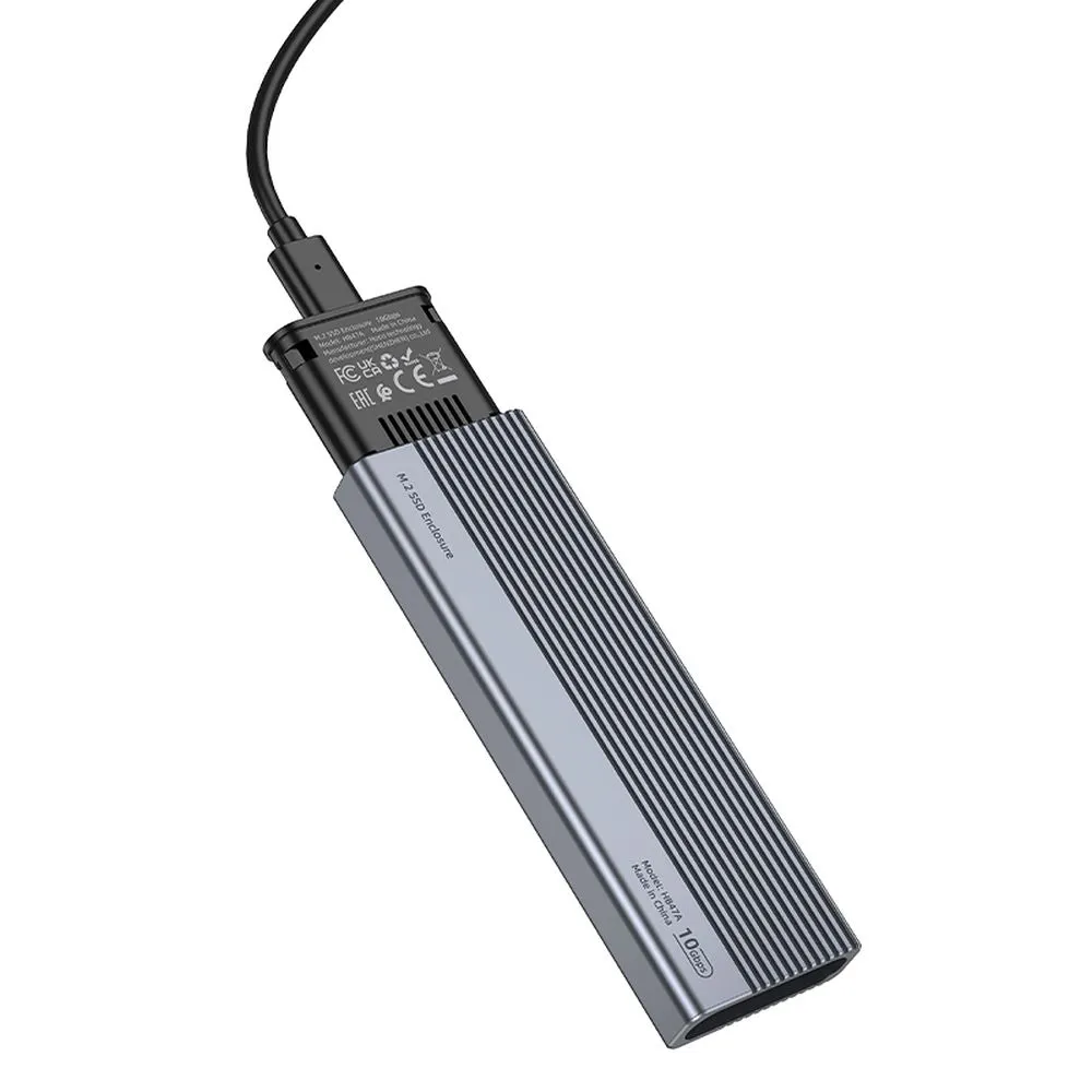 Carcasă HOCO pentru unități SSD M.2 NVME Tasta M Tasta B+M până la 4TB USB3.2 Tip C / 10GBps HB47A gri metal [7]