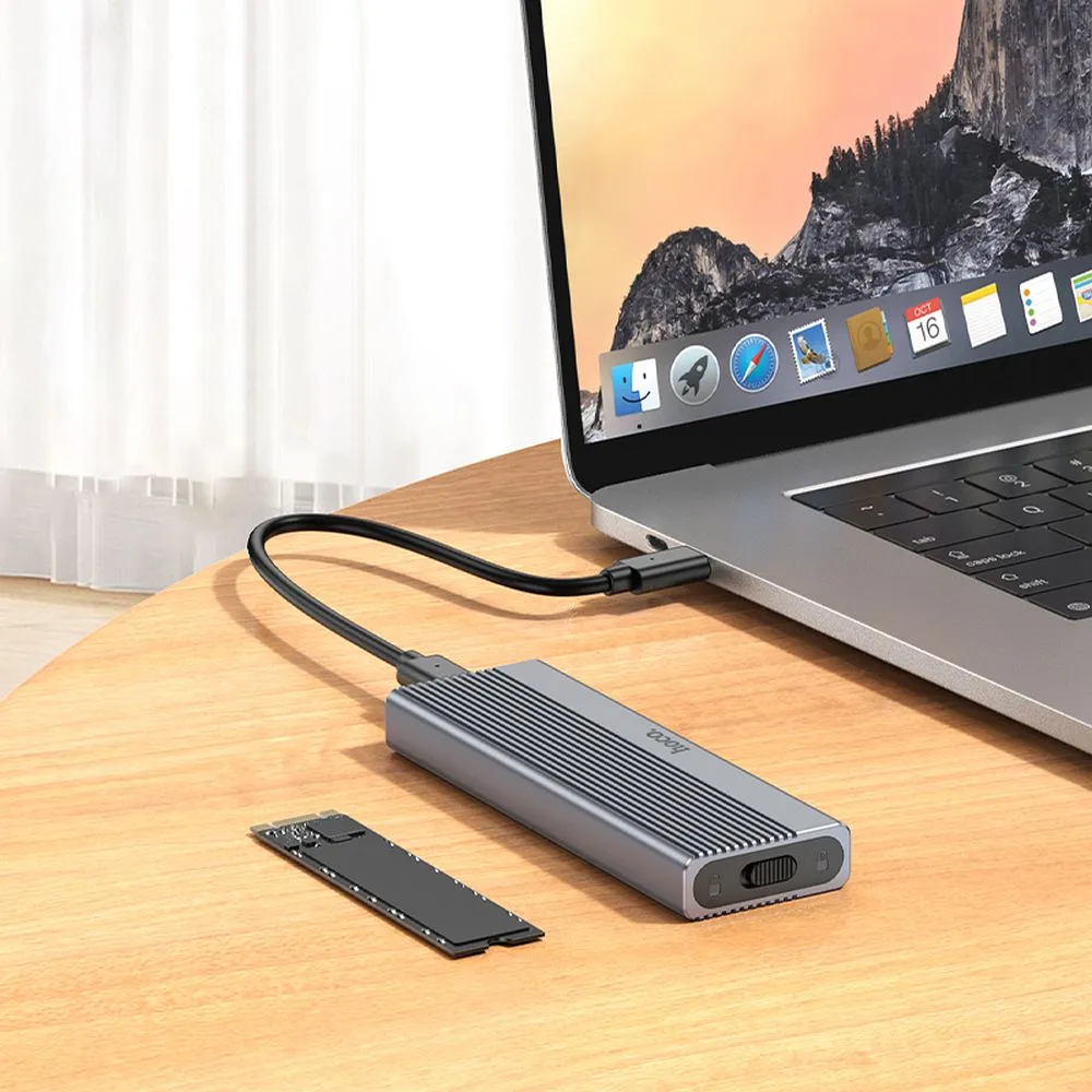 Carcasă HOCO pentru unități SSD M.2 NVME Tasta M Tasta B+M până la 4TB USB3.2 Tip C / 10GBps HB47A gri metal [3]