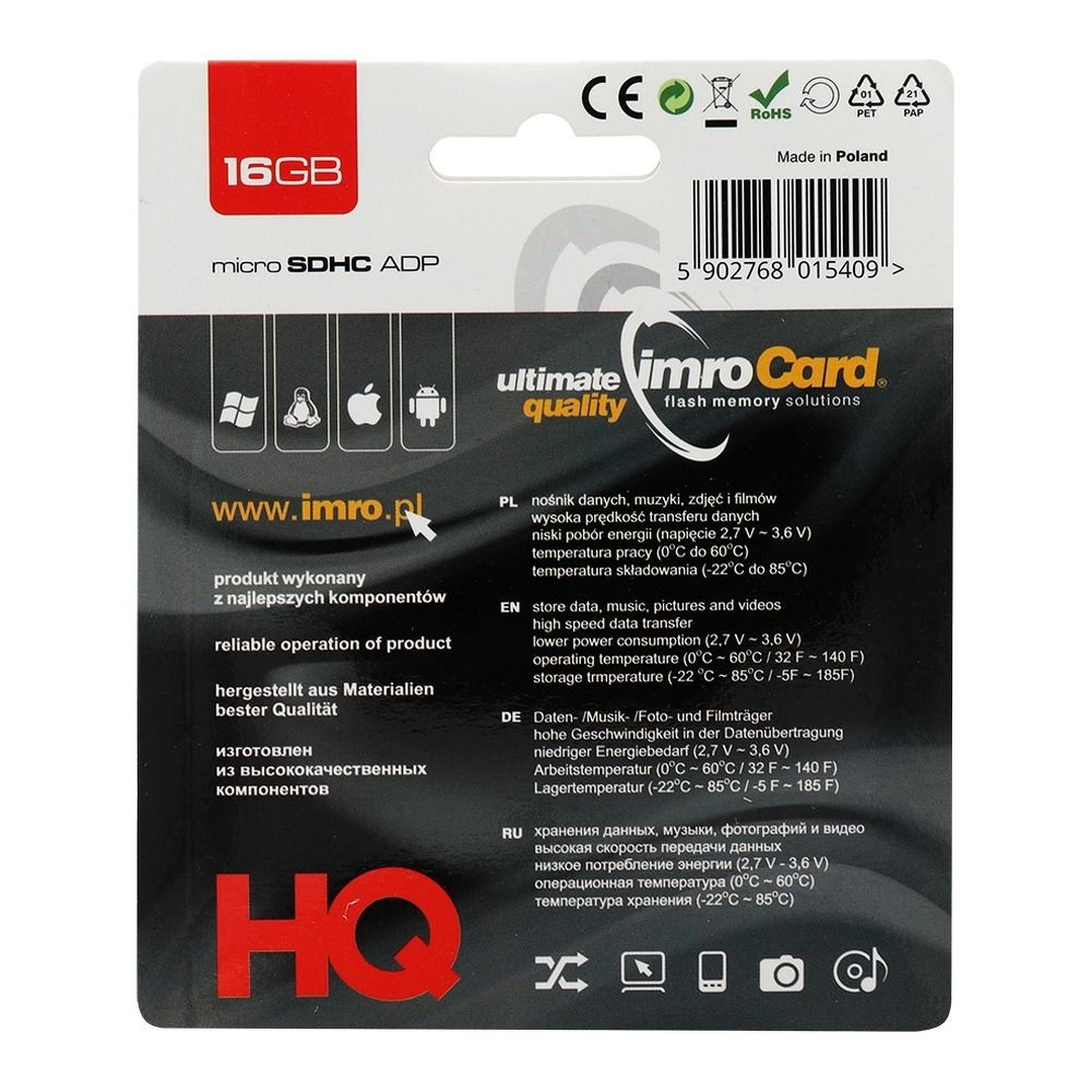 Card Memorie Imro MicroSD 16GB cu Adaptor SD - Stocare Fiabilă și Versatilă [2]