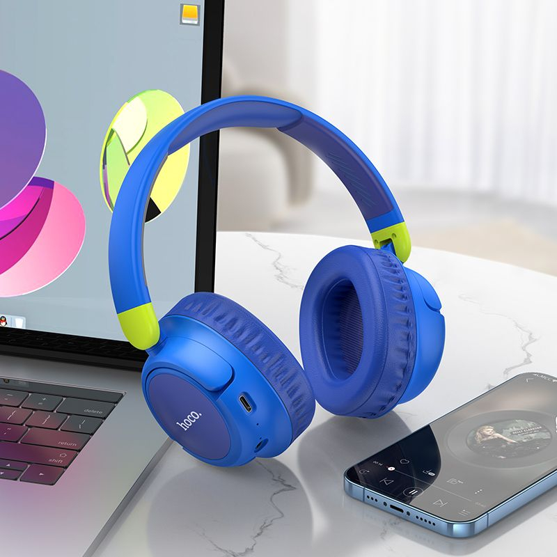 Căști Bluetooth fără fir HOCO Adventure, 250 mAh, Albastru [2]