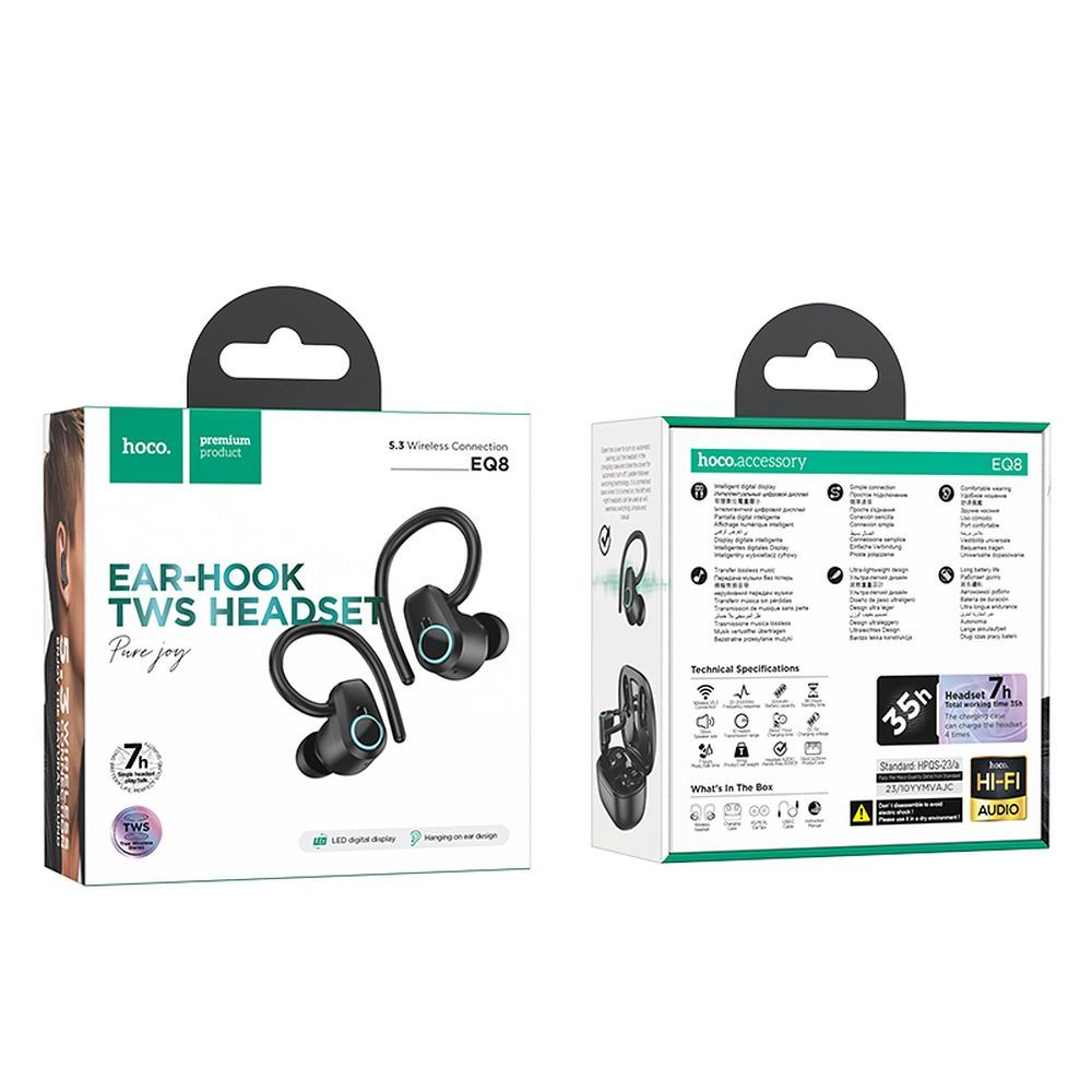Căști Bluetooth Hoco Pure Joy In-Ear TWS EQ8, Negru [5]
