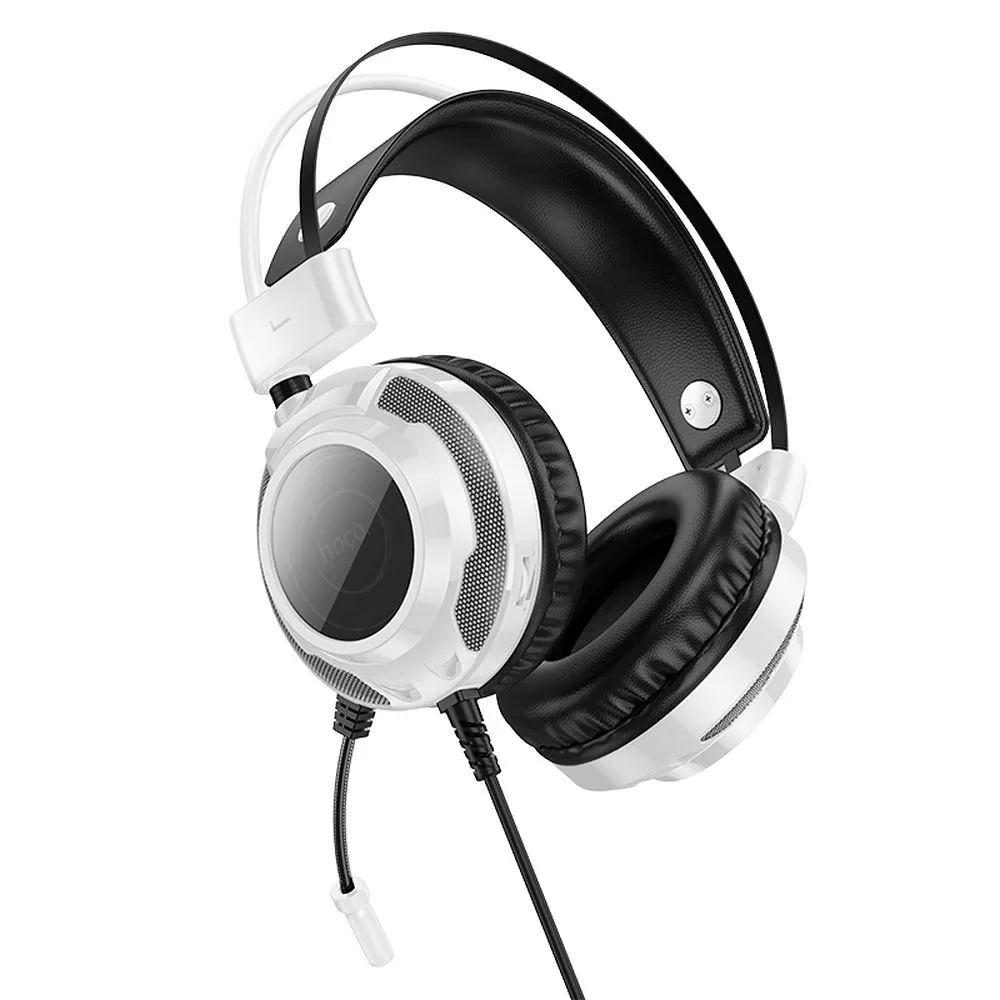 Căști cu fir HOCO USB A + Jack 3,5 mm cu microfon gaming W110 2 m alb [4]