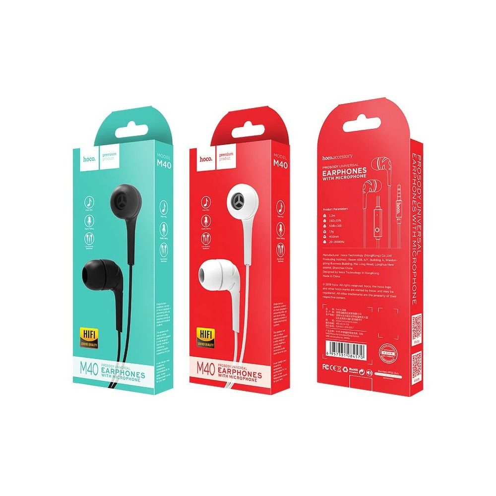 Căști Hoco cu Fir Jack 3.5 mm și Microfon, M40, Negru [2]