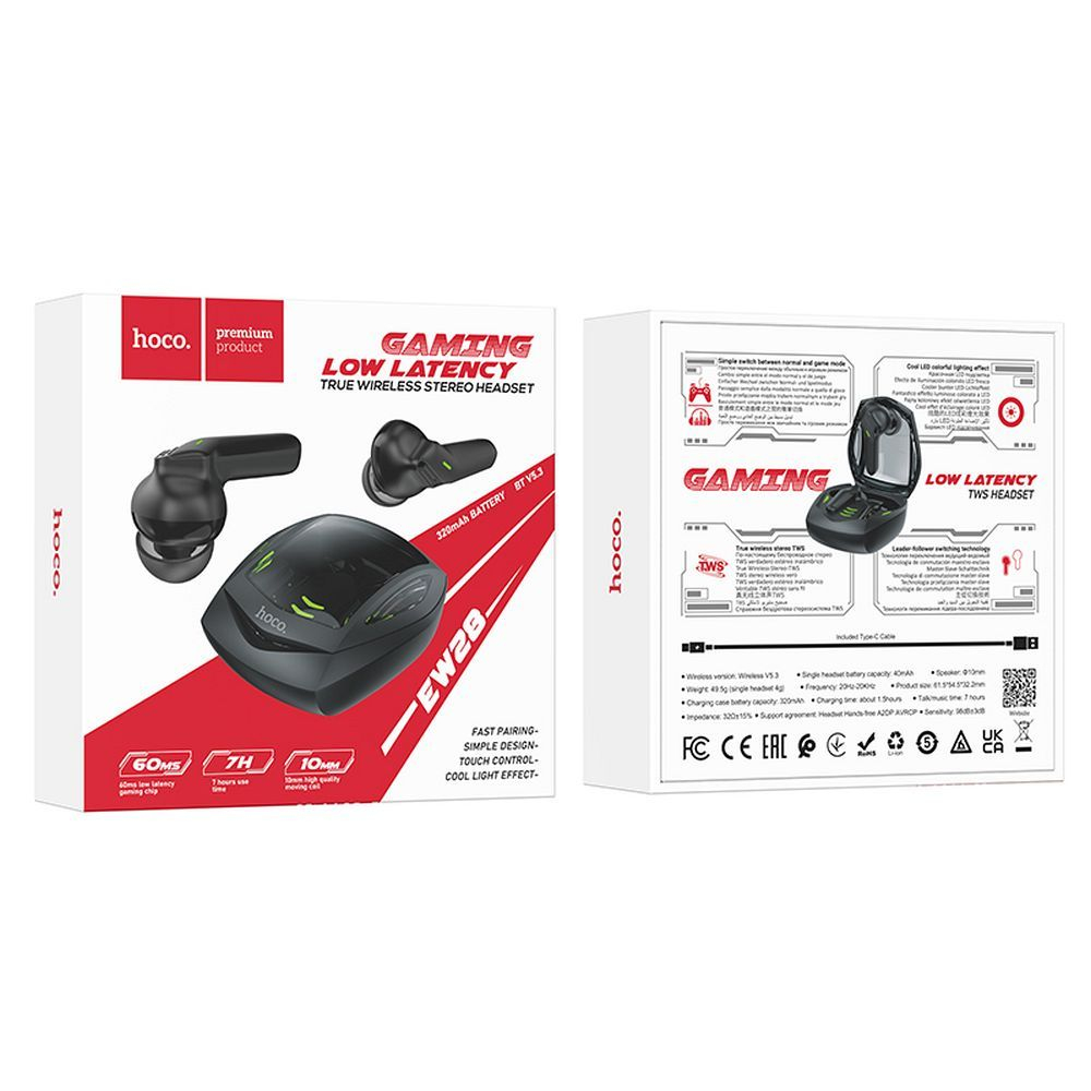 Casti Wireless HOCO EW28 Gaming TWS Bluetooth 5.3 Low Latency LED [5]
