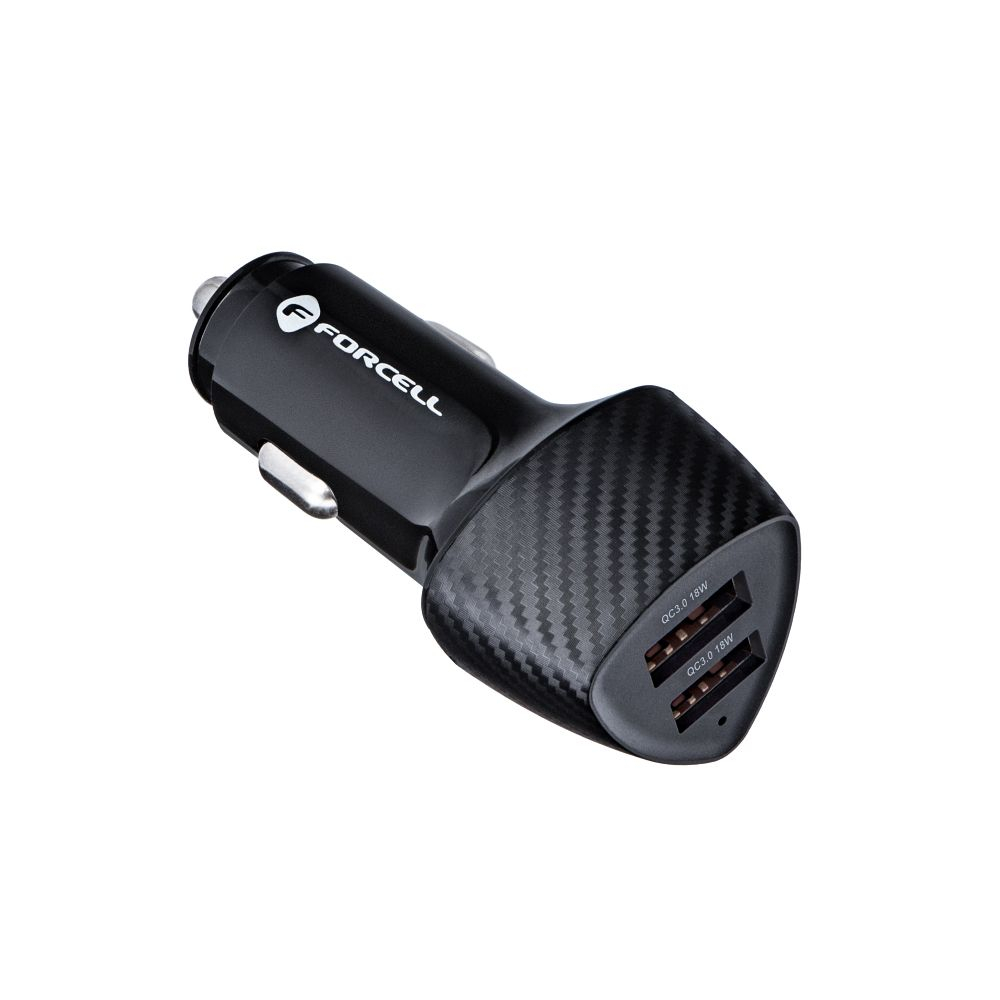 Forcell F-Energy Carbon – Încărcător auto 2x USB-A QC3.0 3A 36W CC50-2A, negru [1]