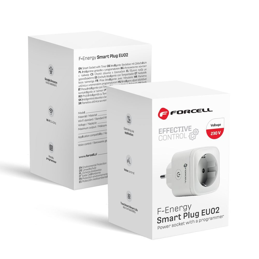 Forcell F-Energy EU02 Smart Plug 230V WiFi – Priză inteligentă, compatibilă Tuya / Alexa, Alb [10]