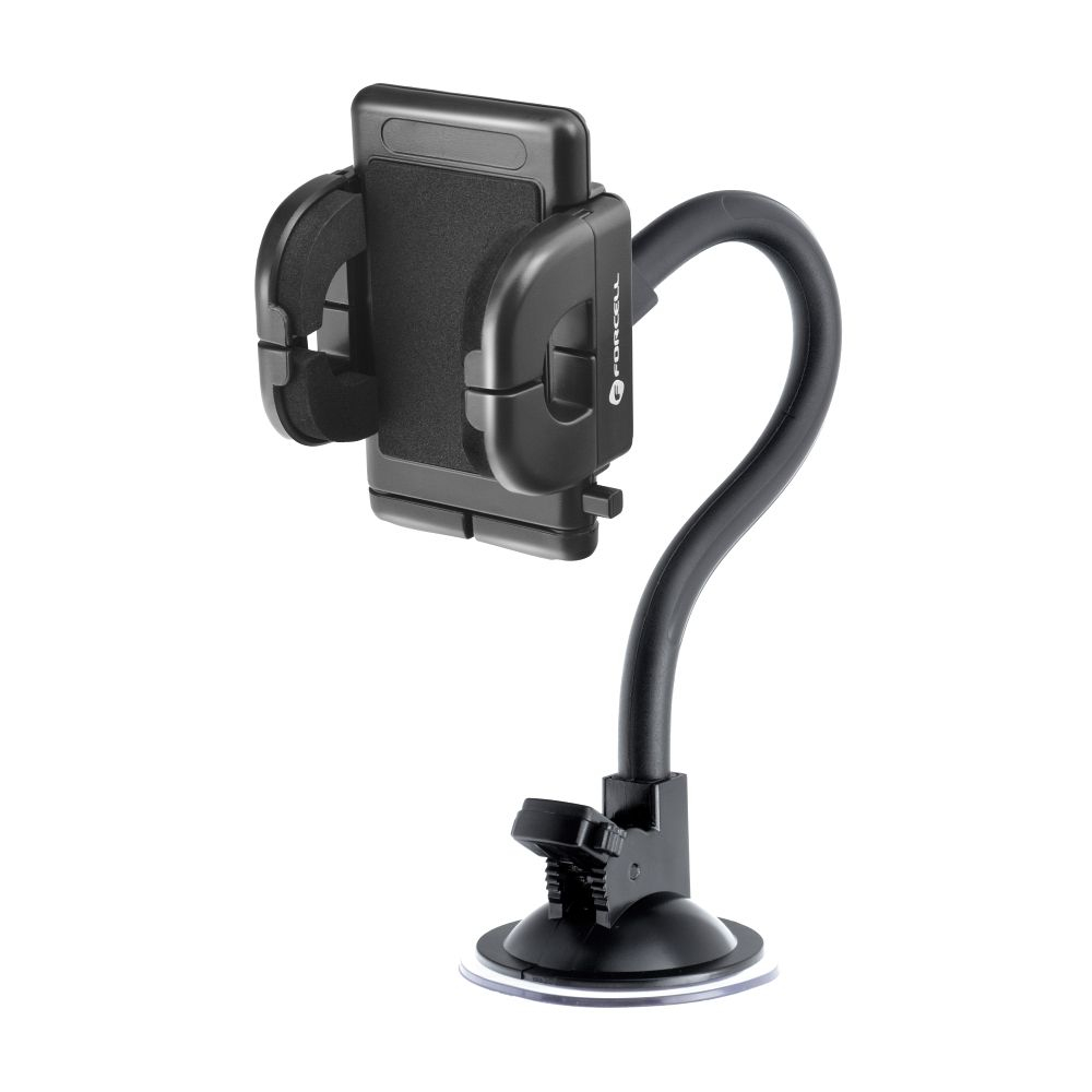 Forcell F-Grip Regular – Suport auto universal pentru telefon, 27 cm, prindere pe parbriz, bord sau grilă, negru [1]
