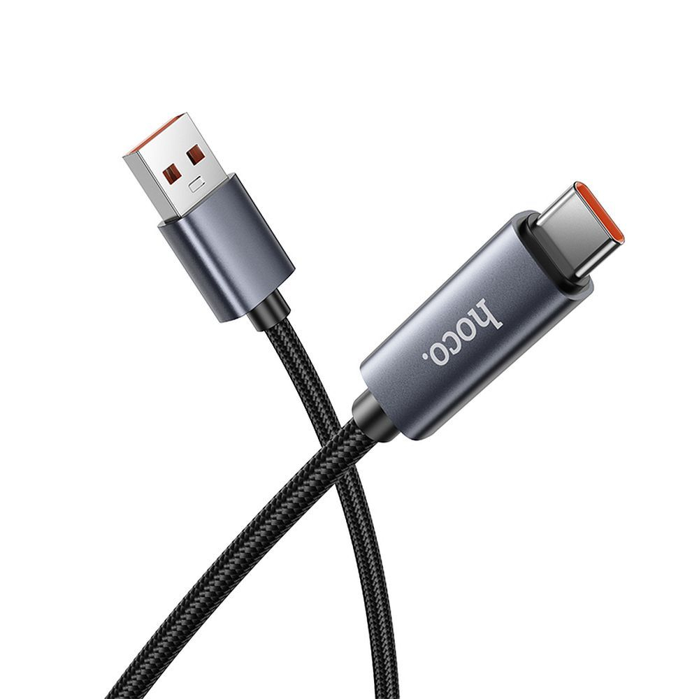 Hoco Cablu USB-A la USB-C X112, 5A, cu Afișaj LED, 1m, Negru [4]