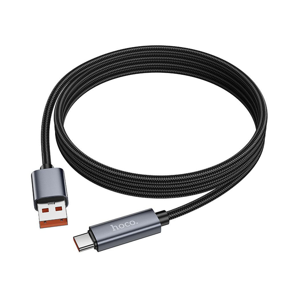 Hoco Cablu USB-A la USB-C X112, 5A, cu Afișaj LED, 1m, Negru [6]