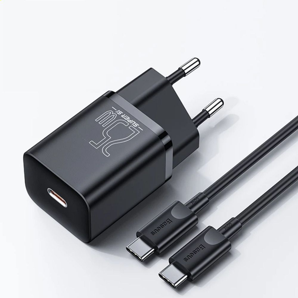 Încărcător Baseus Type-C + Cablu Type-C la Type-C, PD QC3.0, 3A, 25W, TZCCSUP-L01, Negru [3]