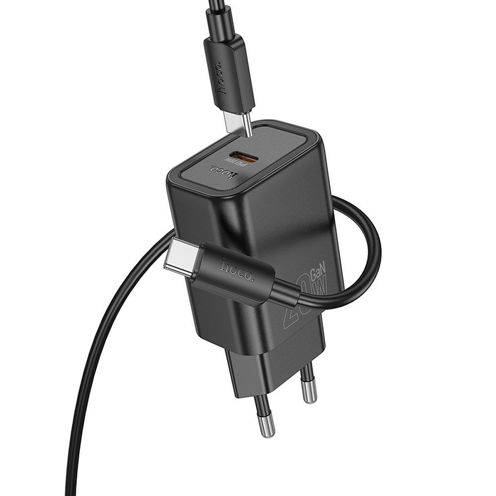 Incarcator de perete HOCO Tip C + cablu Tip C la Tip C PD QC 20W N60 negru [3]