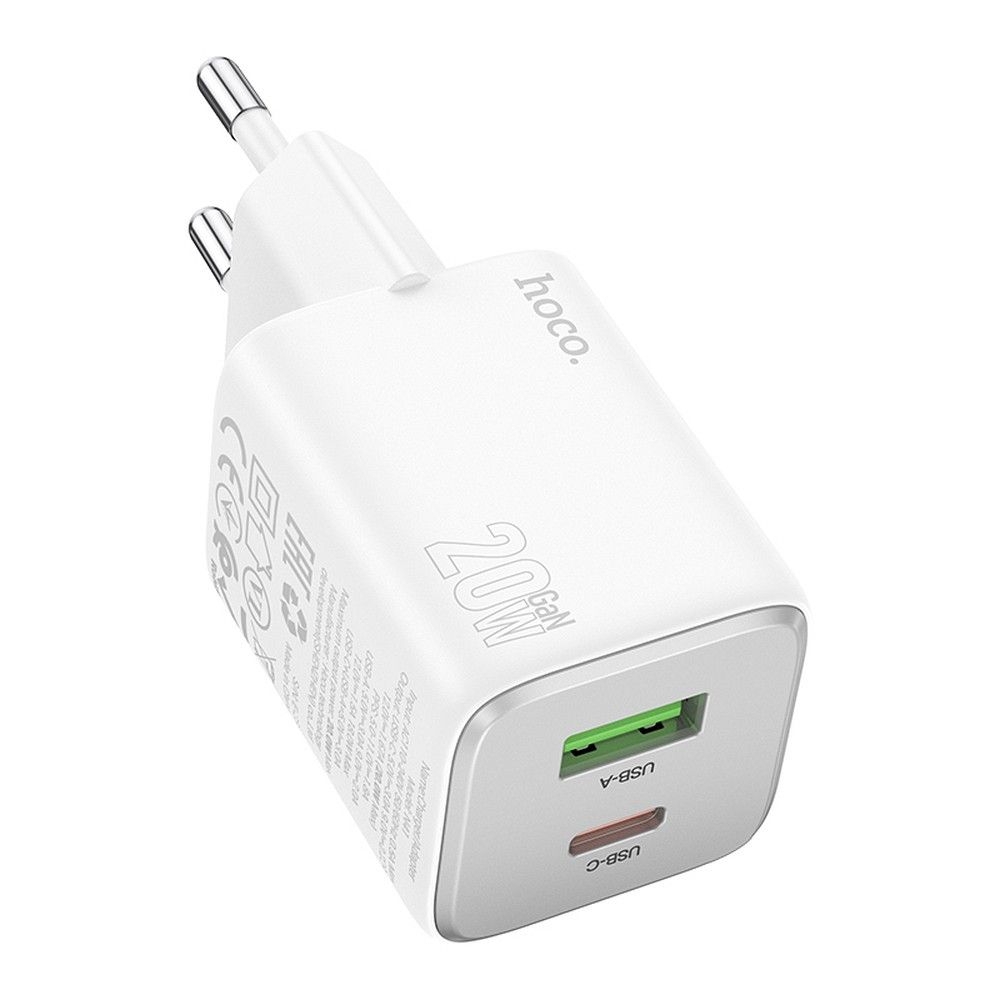 Incarcator HOCO USB A + Tip C PD QC 3A 20W N41 alb [1]