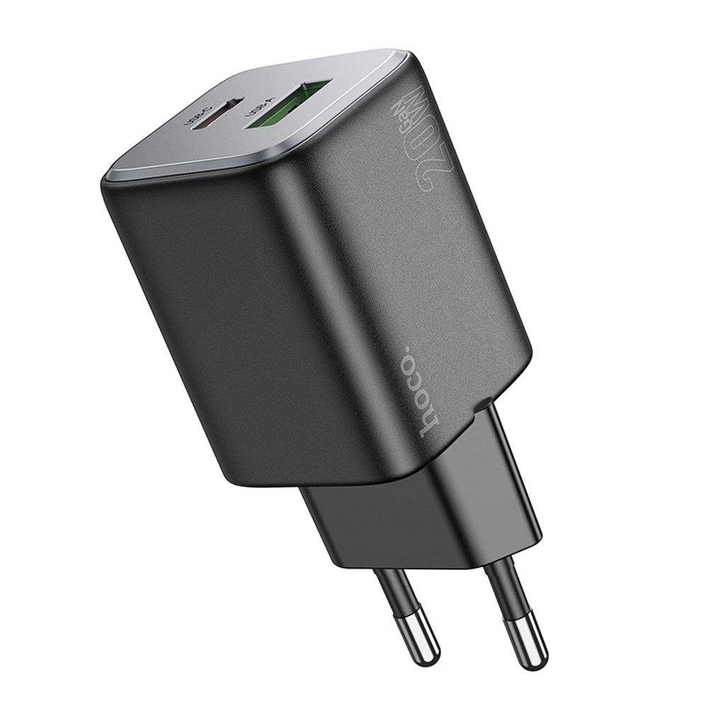 Încărcător Hoco USB-A + Type-C PD QC 3.0 20W N41, Negru [3]