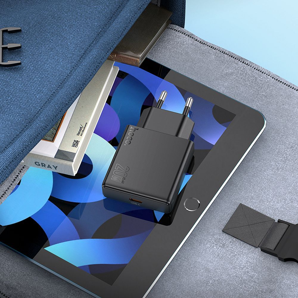 Încărcător Telefon HOCO N37, Slim, USB-C QC/PD 30W + Cablu USB-C to Lightning, Black [7]