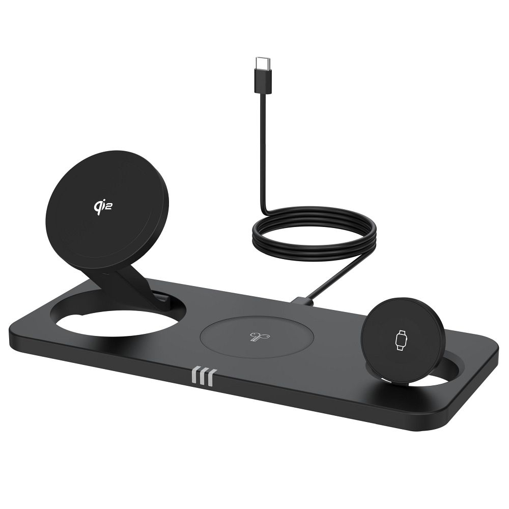 Incarcator Wireless Forcell F-Energy MagNetix 3 in 1 Qi2 Compatibil MagSafe, 20.5W, Negru [2]
