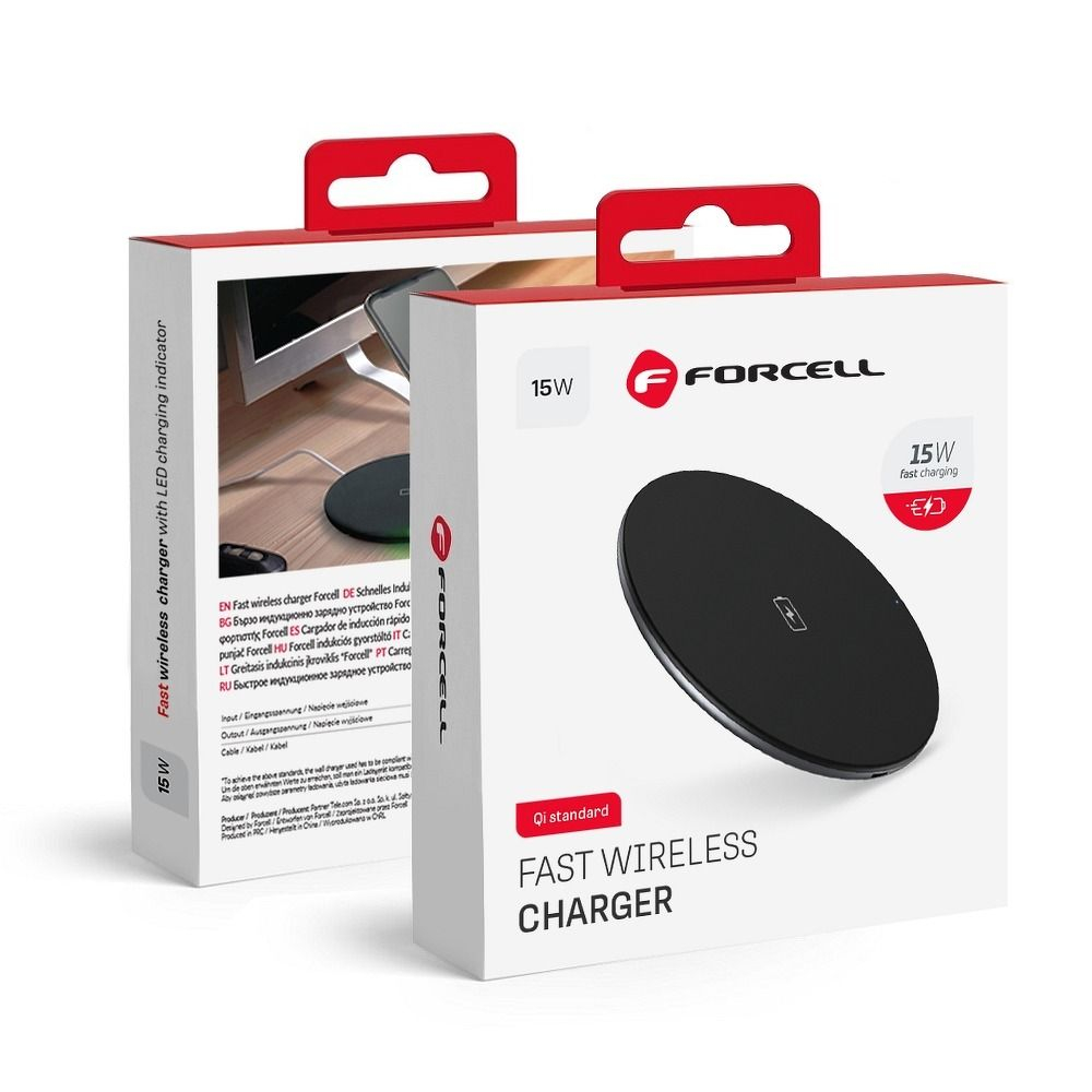 Încărcător Wireless Forcell F-Energy QI 15W + Cablu USB-C, Negru – Rapid, Elegant și Fără Fire [7]