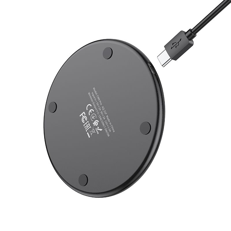 Incarcator Wireless HOCO CW6 Pro Easy 15W cu Iluminare LED, Negru [2]