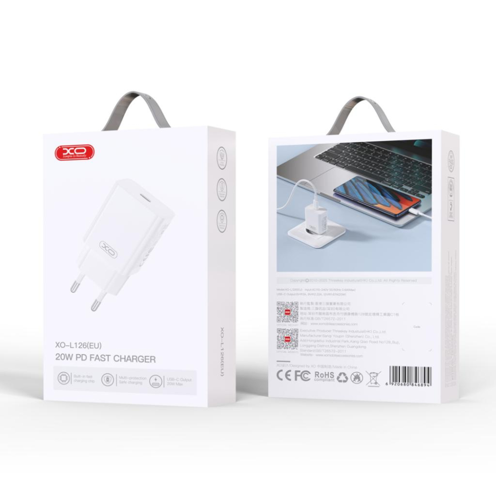 Încărcător XO L126 20W USB-C cu Cablu Type-C – Fast Charge Power Delivery [2]
