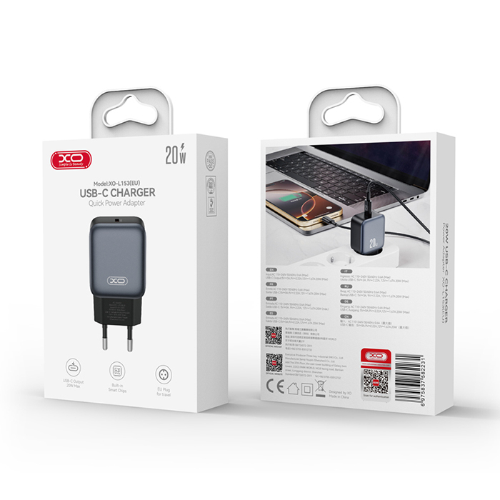 Încărcător XO L155 30W USB-C – Adaptor Fast Charge Power Delivery, Negru [2]