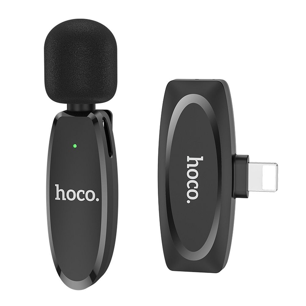 Microfon Lavalier Wireless Hoco cu Conector Lightning, L15, Negru [4]