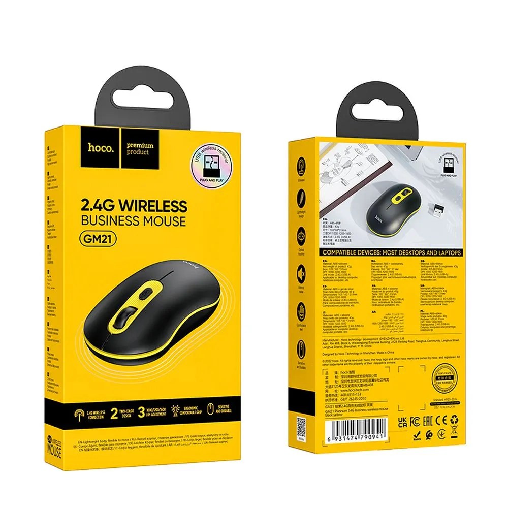 Mouse de computer wireless HOCO 2,4G 1600 dpi GM21 negru [5]