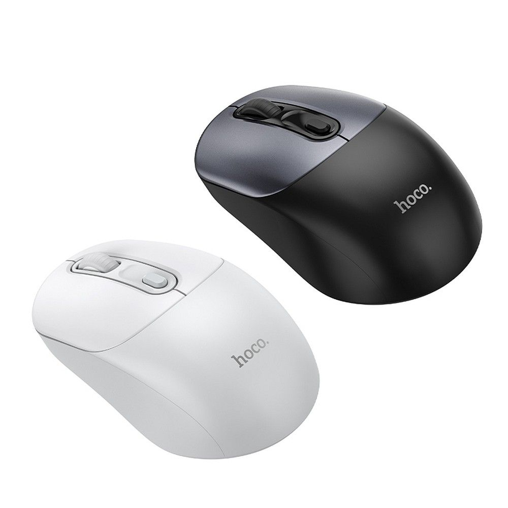 Mouse Wireless Hoco GM28, 2.4G, Alb/Gri [3]