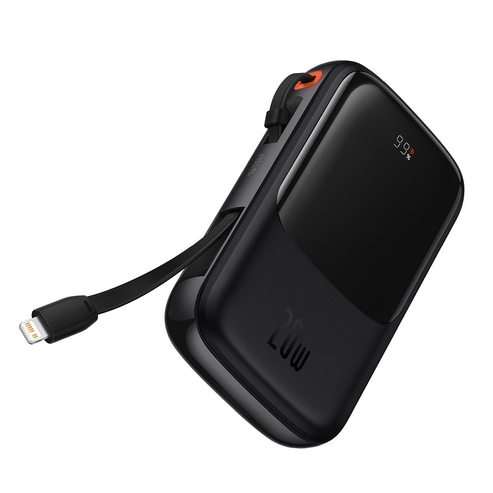 Powerbank Baseus 10,000 mAh cu Cablu Integrat Lightning + Cablu USB-A la Type-C, PD QC3.0, 3A, 20W, PPQD020001, Negru [5]