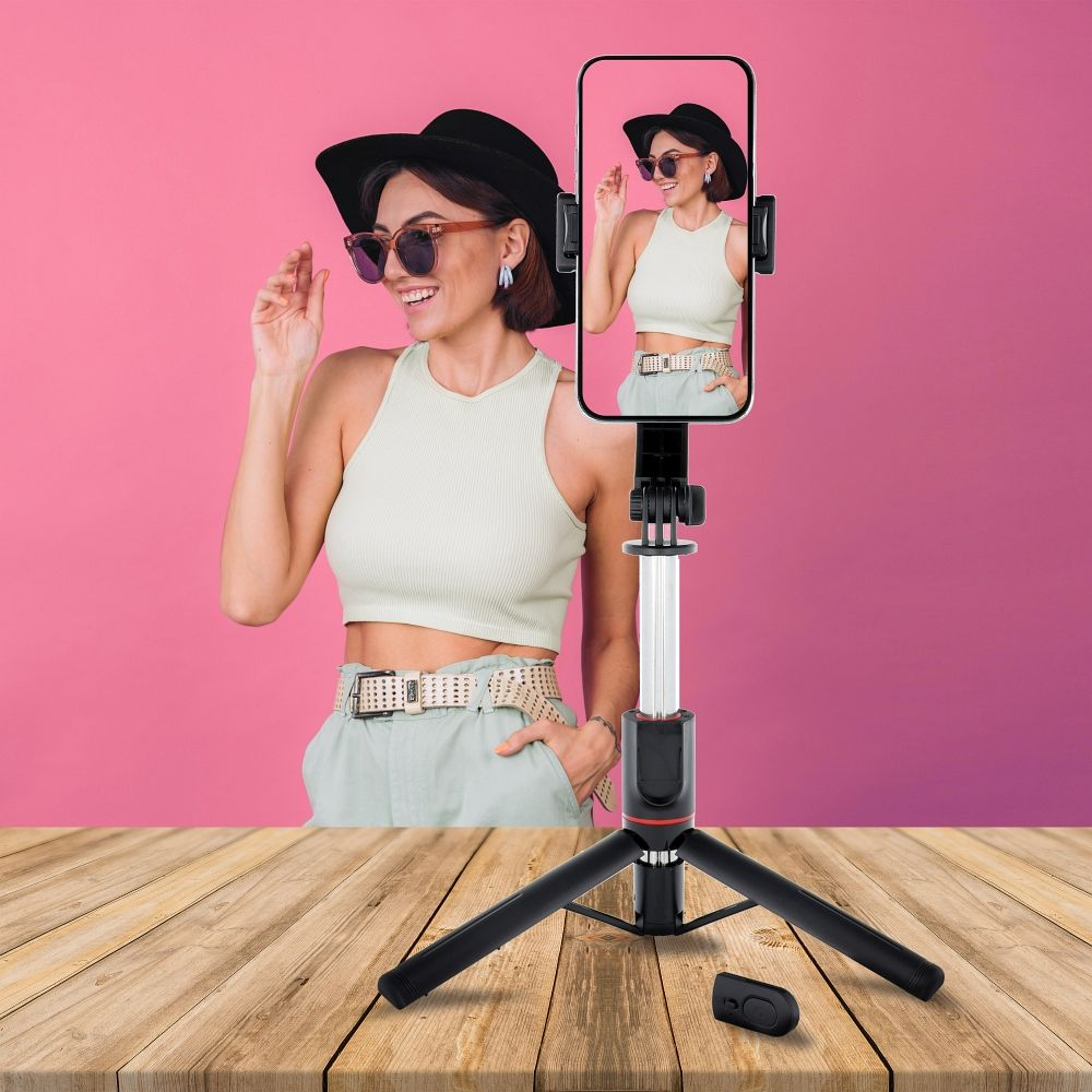 Selfie Stick Tripod cu Telecomandă Wireless SSTR-13, Negru – Suport Smart pentru Poze și Filmări [12]