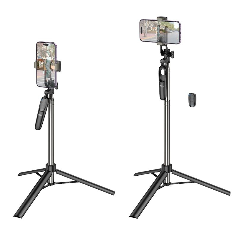 Selfie Stick Tripod Hoco K19 cu Telecomandă Bluetooth, Negru [4]