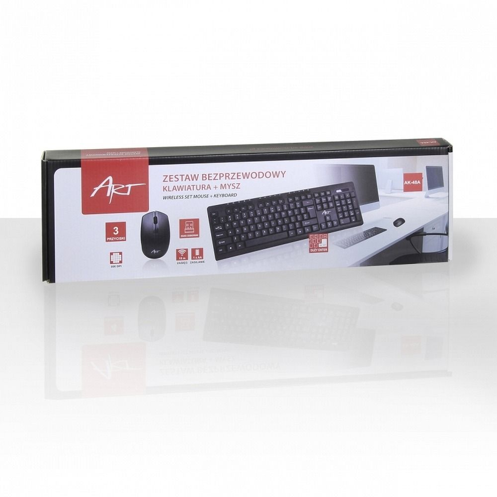 Set computer wireless ART tastatură QWERTY + mouse + mousepad 2,4G AK-48A Negru [5]