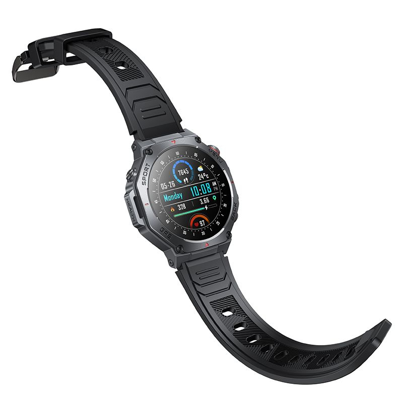 Smartwatch HOCO Y37 AMOLED GPS Apel Bluetooth 7 Zile Autonomie Negru [5]