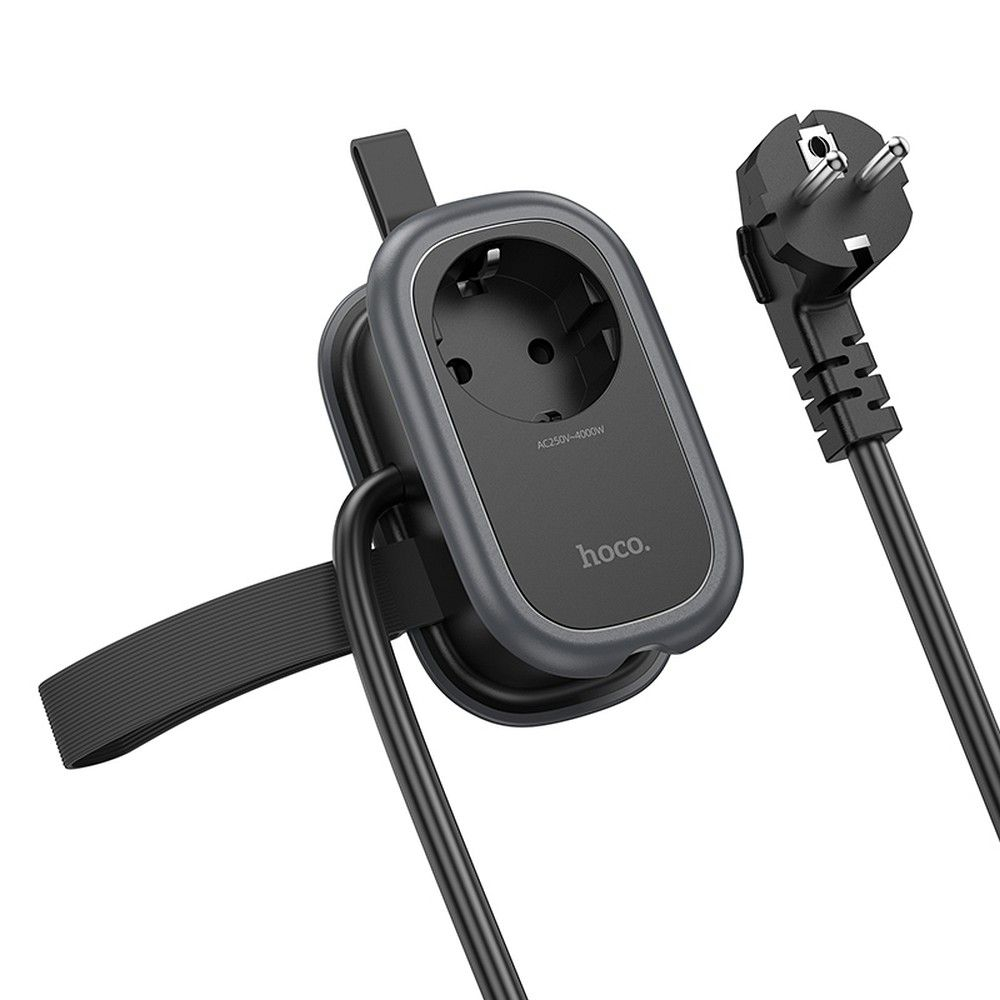 Prelungitor Multifuncțional Hoco, 1 Priză + 2 x USB-A + Type-C, 4000W, PD QC 3A 20W [8]