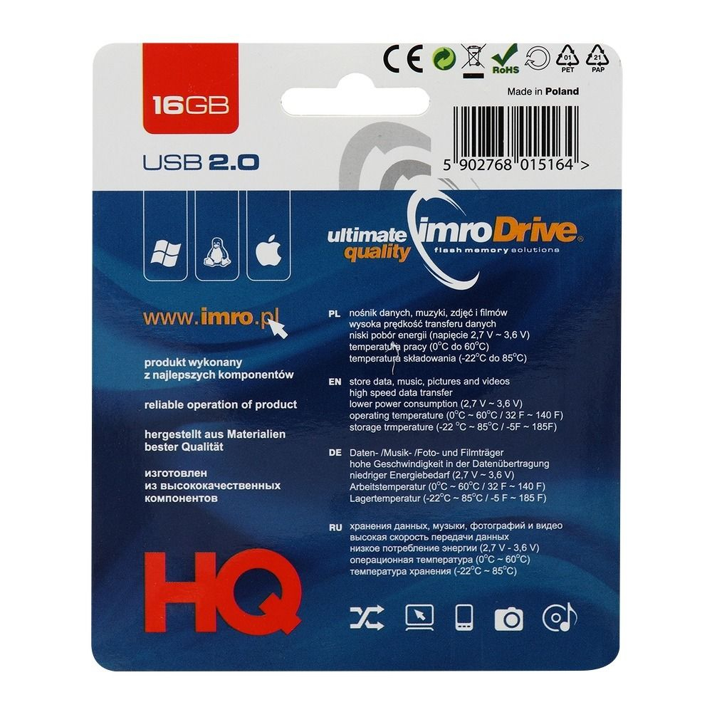 Stick USB IMRO Black 16GB, USB 2.0, Metal, Negru [2]